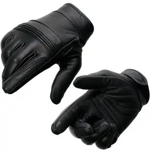 Milwaukee Leather Men's Leather Motorcycle Gloves - Gel Padded Palm, Adjustable Wrist, Riding Gloves