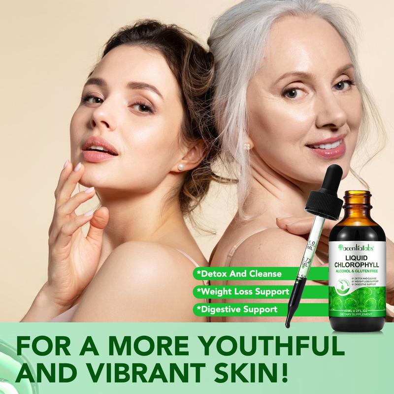 Acentiallabs Liquid Chlorophyll Drops 4 Month Supply Natural Deodorant Detox Gut Support Liver Dietary Vitamin Edible Fitness Supplement
