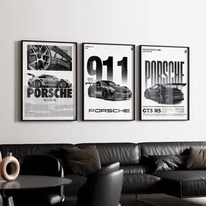 Set of 3 Porsche 911 Wall Art Designs Stylish Digital Prints for Car Enthusiasts High-Quality Printable Decor for Home or Garrage Poster (UNFRAMED)