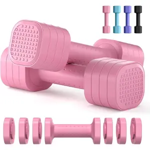 Adjustable Dumbbell Set of 2, 4 in 1 Free Weights Dumbbells Set  Women, Hand Weights  Women at Home, Each 2lb 3lb 4lb 5lb with TPU Soft Rubber Handle  Home Gym Exercise Training