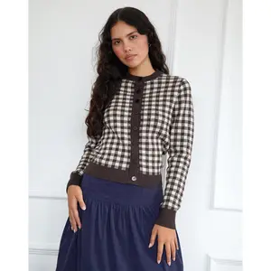 Hanudia Cardi in Gingham Brown