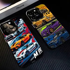 JDM Dream Car Cool Painting Phone Cases For iPhone 17 Promax Pro Air 16 Plus 15 14 13 12 11 Black Matte Shockproof Protective Cover