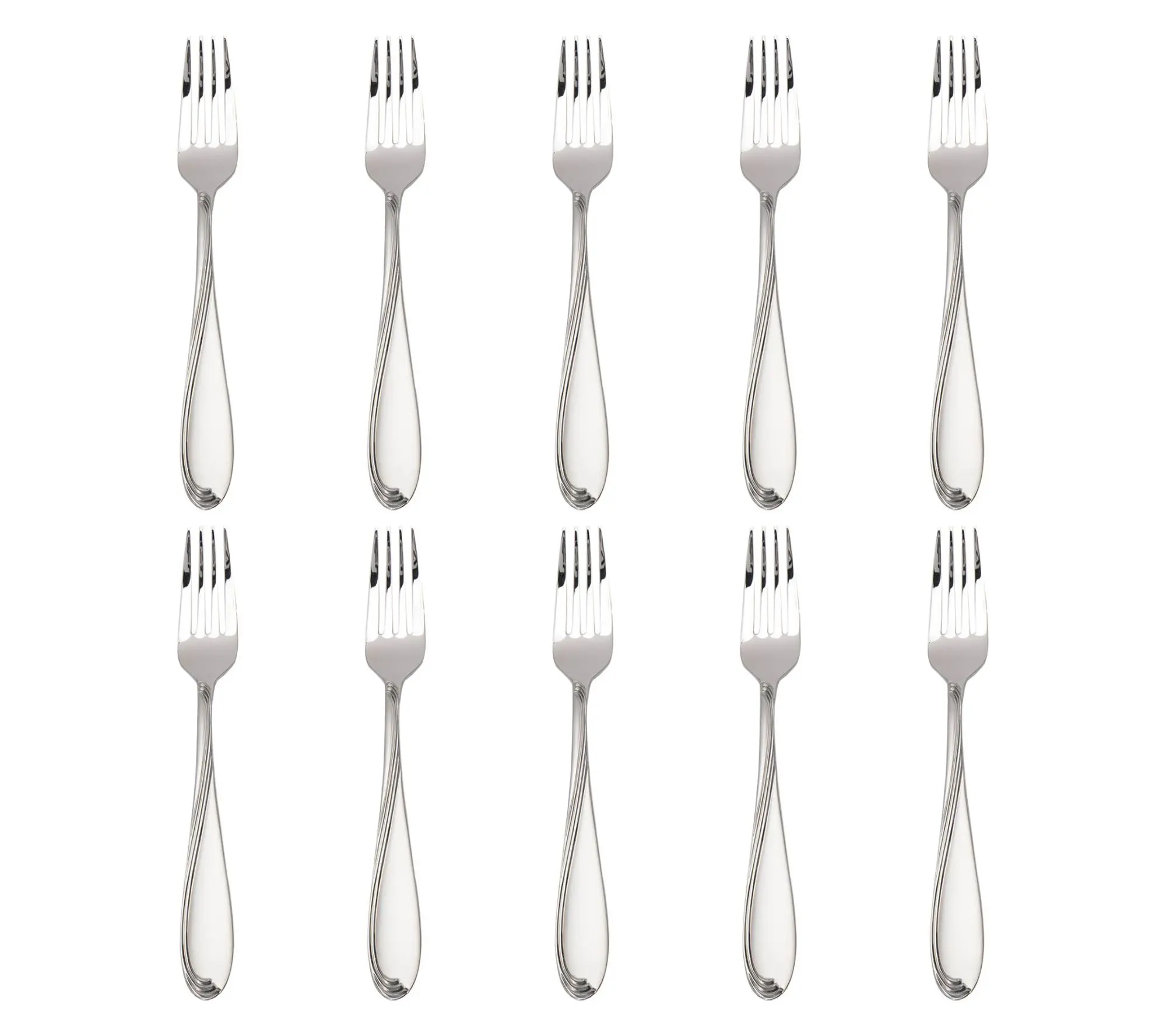 Godinger Set of 10 Wave Sandblast 18/0 SS Dinner Forks Godinger Set of 10 Wave Sandblast 18/0 SS Dinner Forks
