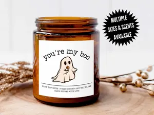 You're My Boo Soy Candle - Cute Halloween Candle, Pumpkin Spice Gift for Girlfriend, Spooky Decor & Funny Fall Gift