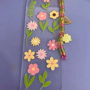 Flower Bookmark with Colorful Beads and Leaf Charm for Book Lovers