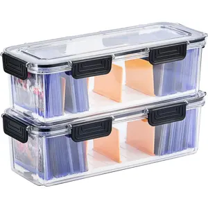 Storage Box, Hard Plastic Card Hobby Box TCG Card Storage Box for Top Loaders, Large for 165 Toploaders 650 Cards (2 Pack)