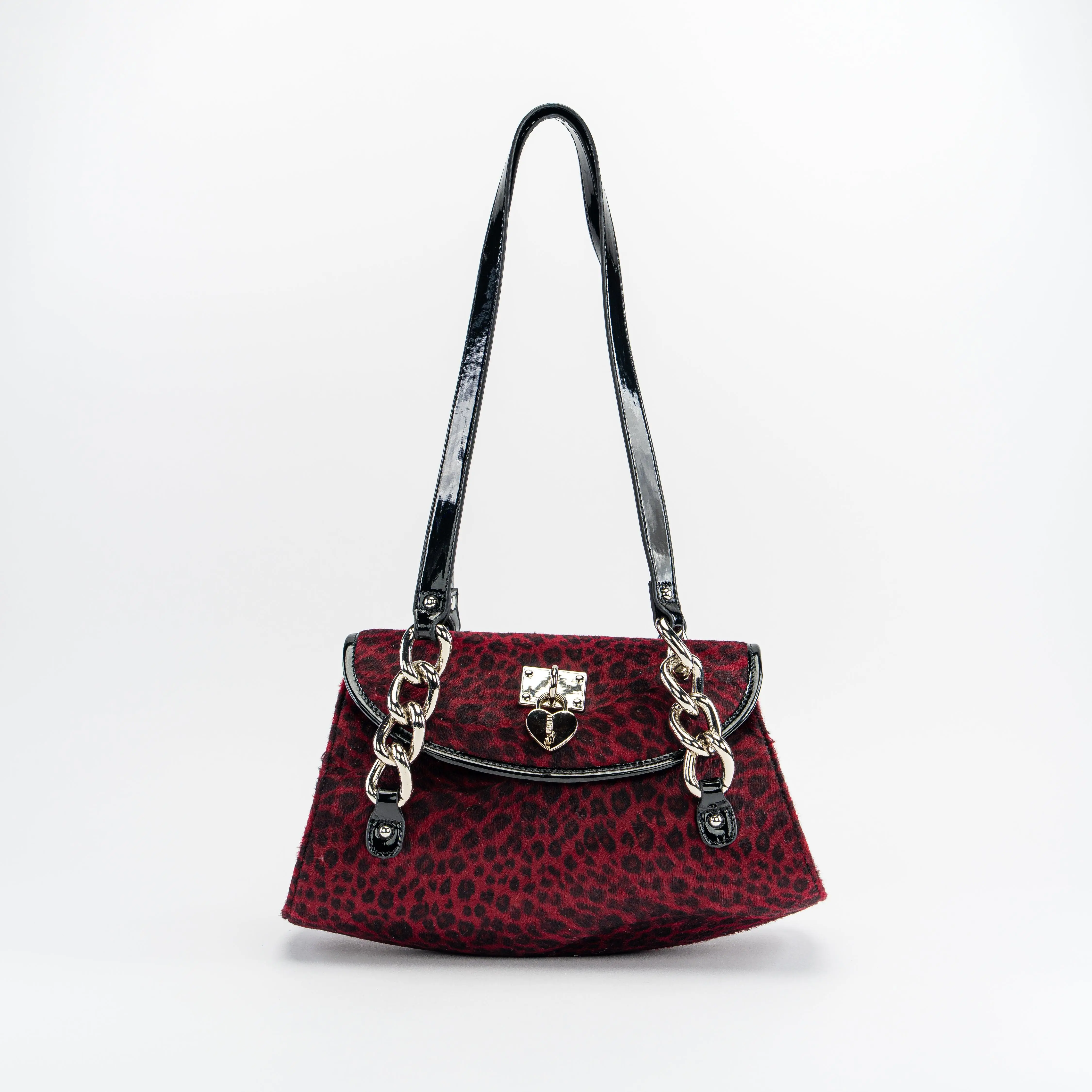 Velour Leopard Shoulder Bag