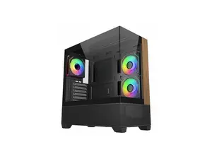 Cooler Master Elite Series E690-KHNN-S00 Computer Case - Mid-tower - Black - Wood, Tempered Glass, Mesh, Steel - 4 x Bay - 3 ? 120mm Fan(s) Installed - ITX, Micro ATX, ATX Motherboard Supported - 10 x