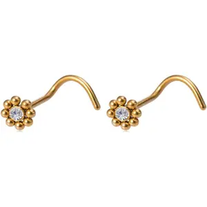 20G CZ Flower Nose Studs Rings for Women Stainless Steel Daisy Nose Screw Corkscrew Nose Rings Press Fit Nose