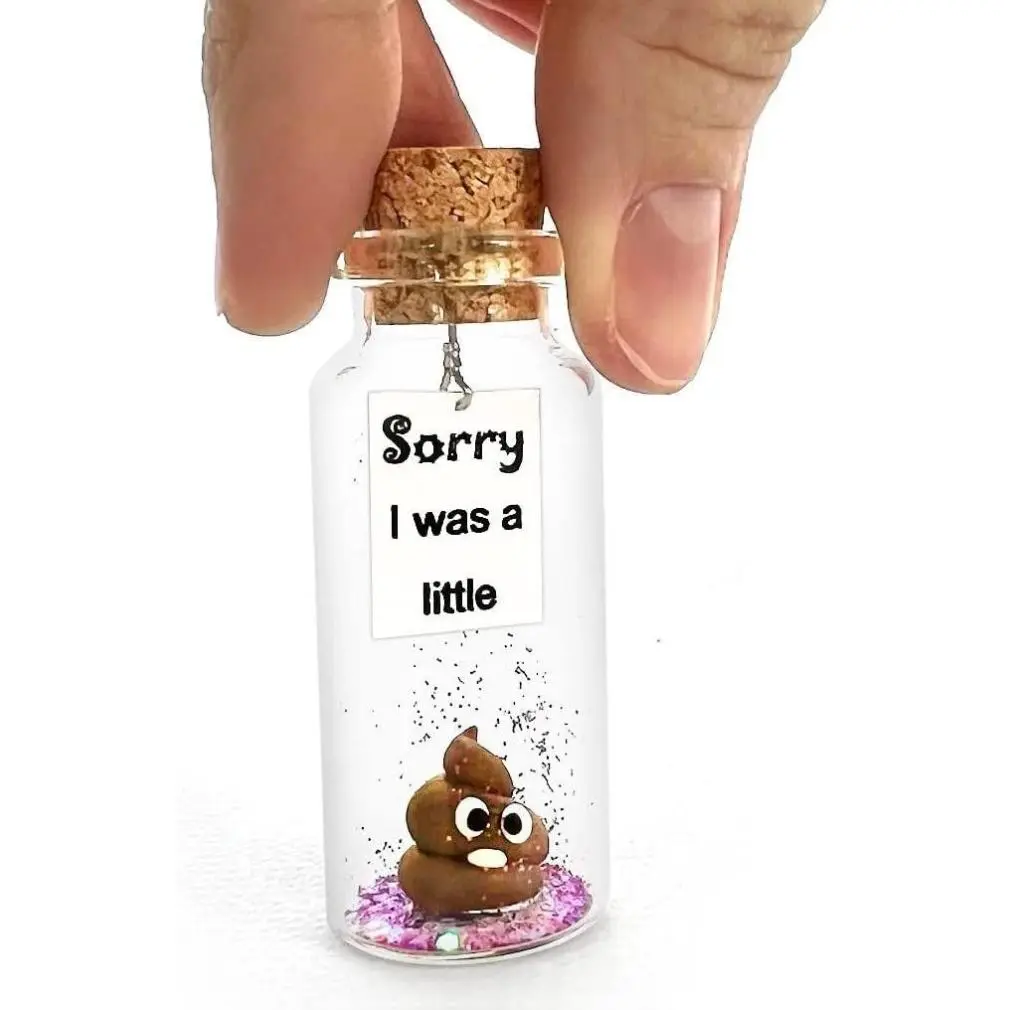 Kseniya Revta I'm Sorry Gifts for Her and Him - Personalised Apology Gift - Cute Poop in a Jar and Sorry Card - Forgive Me Bear Present Idea (Brown Poop - Sorry I was a little, Gift Bottle)