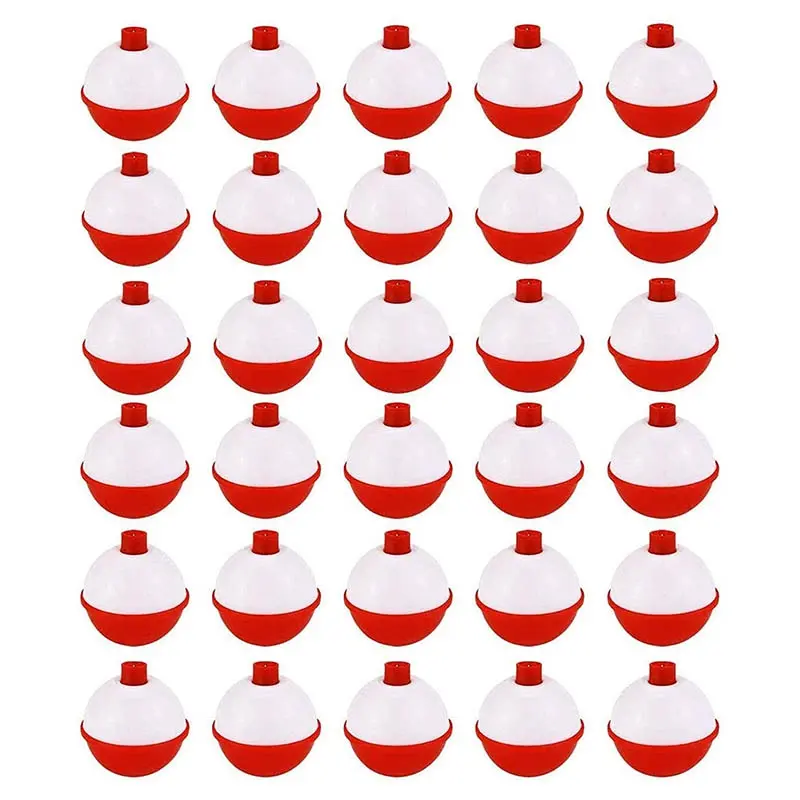 30Pcs Fishing Bobbers 1 Inch,Push Button Snap-on Fishing Floats Bobber Red and White,Fishing Float and Bobbers