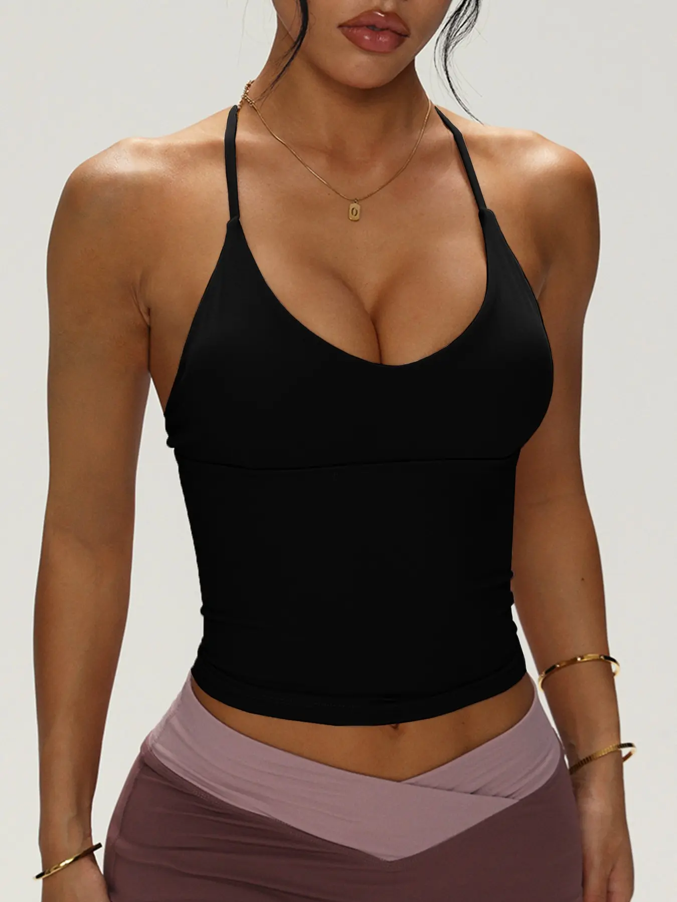 Tkitk Seamed Polyester Sporty Backless Top, Lightweight Breathable Design Workout Tank, Ideal for Cycling & Yoga, Outdoor Sports Tank Tops