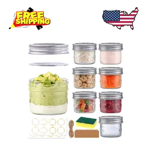 4 oz Glass Mason Jars with 18/8 Stainless Steel Lids, 8-Pack