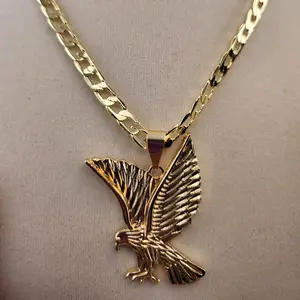 11 - 14K Gold Plated Eagle Design Pendant on Chain Timeless Style Drop Necklace Jewelry for Elegant Outfits