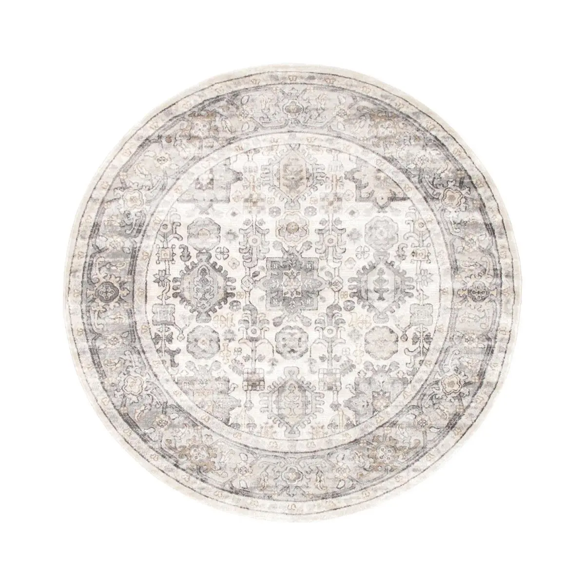 Pasargad Home PRC-1022IG 6x6 ft Amadeus Traditional Modern Durable Machine-Power Loomed Polypropylene Area Rug for Room Decor, Gray