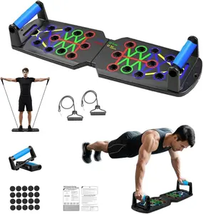 Push Up Board for Men 15-in-1 Foldable Pushup Board with Push Up Bar Handles & Bands Portable Home Gym Workout Equipment for Chest Exercise Teen Boys 16-18 Gym Lovers