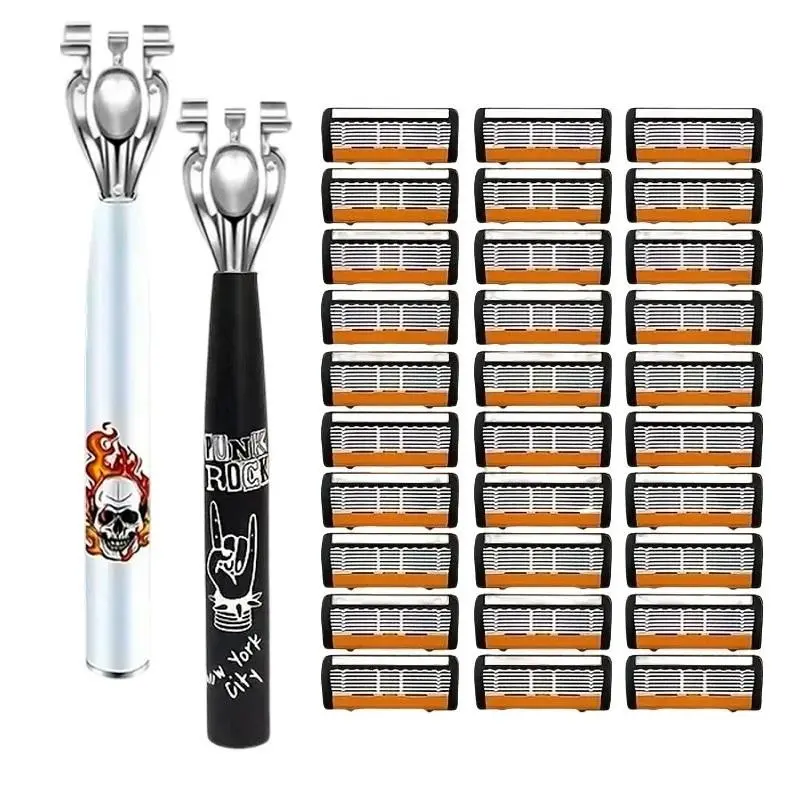Manual Shaving Razor Set, Safety Razors with Blade Holder, Anti-Cut Handle, Professional Sharp Blades, Stainless Blades, Daily Care Tool for Men, Suitable for All Ages