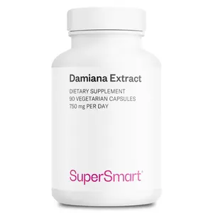 SuperSmart - Damiana Extract 750mg per Day (Turnera Herb) - Damiana Leaf Supplement for Women & Men | Non-GMO & Gluten Free - 90 Vegetarian Capsules