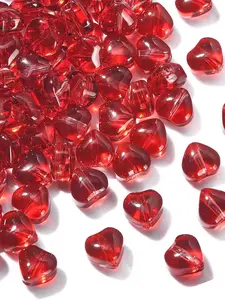 100pcs Heart Glass Beads, Classic Romantic Heart Shape, Fashion Valentine's Day Spacer Beads, DIY Friendship Bracelet Jewelry Accessories, DIY Jewelry Making
