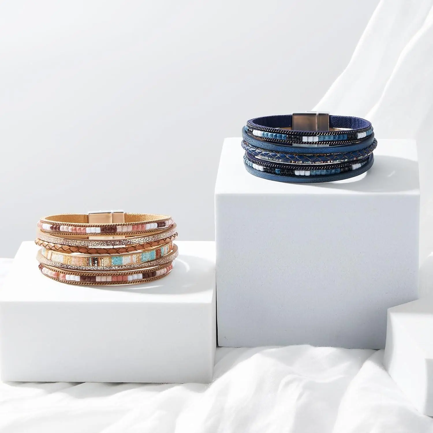 Leather Bracelets for Women Trendy Boho Cuff Bracelet Layered Bangle with Clasp Hand Wrist Jewelry Western Leather Bracelets for Women Trendy Boho Cuff Bracelet Layered Bangle with Clasp Hand Wrist Jewelry Western