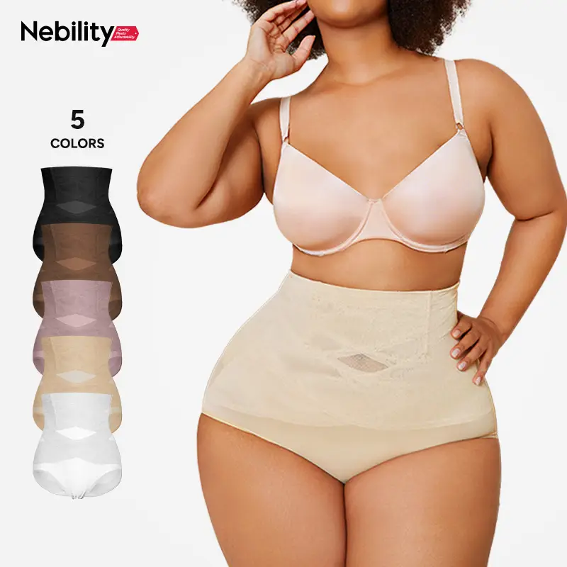 Nebility Women's Mesh Breathable Shapewear Shorts - Tummy Control Postpartum Cincher | Soft Compression, Minimalist Sexy Underwear for All-Day Comfort