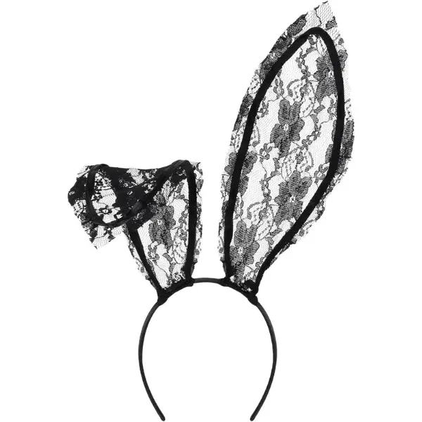 Bunny Ears Headband Black Lace Bunny Costume Sexy Bunny Ear for Women Party Cosplay Halloween Hair Accessories with Chic Elegant Touch