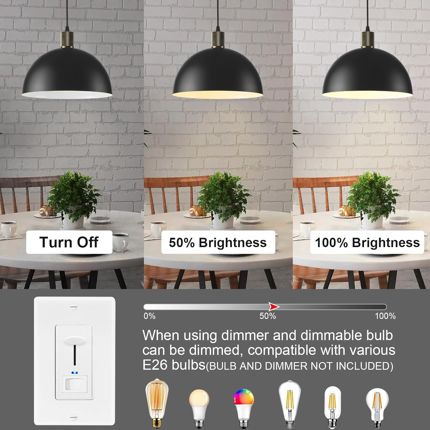 Black Pendant Lights Kitchen Island, 11.8" Modern Dome Farmhouse Hanging Lighting for Dining Room Hallway Entryway