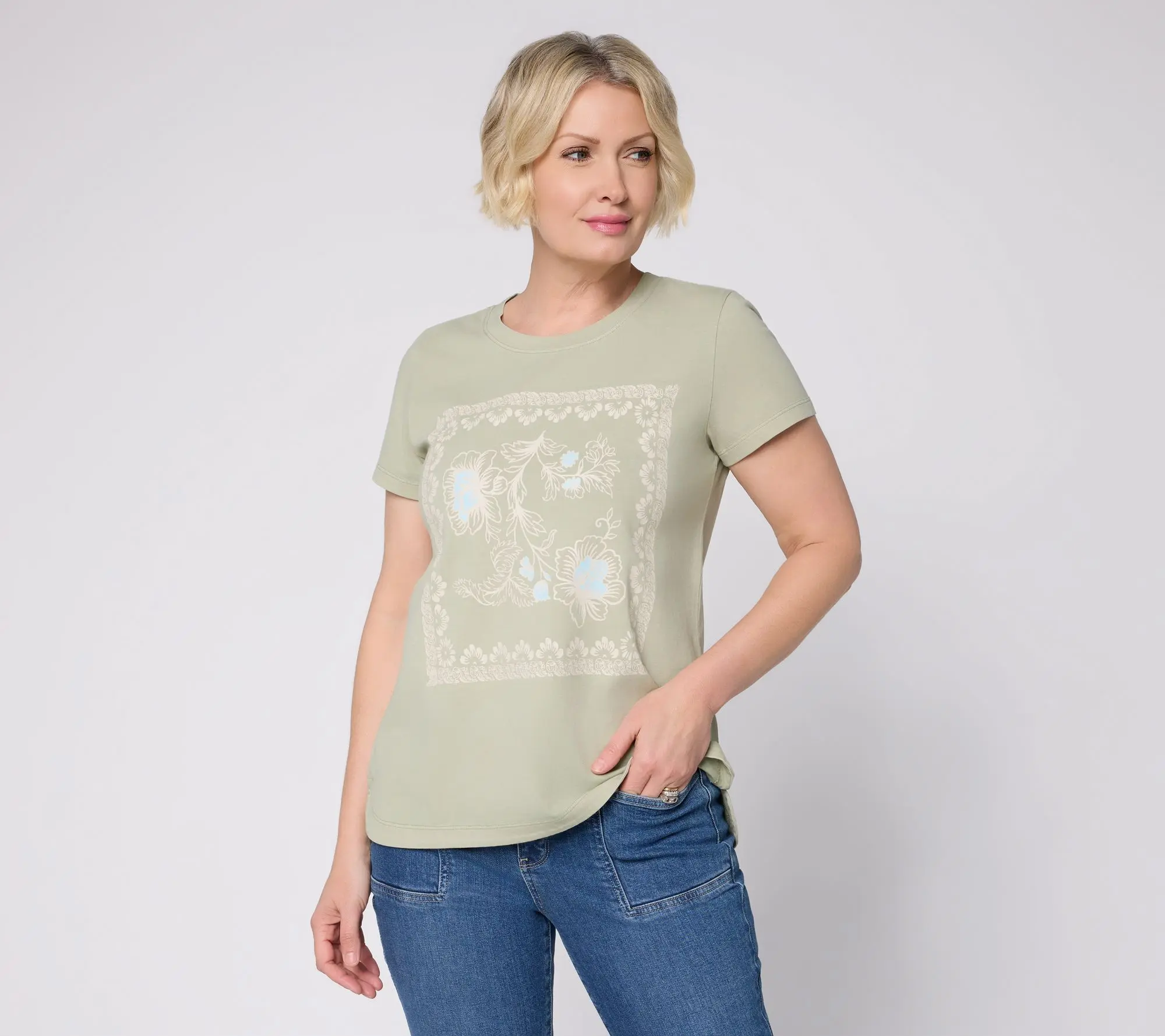 Martha Stewart Signature Essentials 100% Cotton High-Low Tee