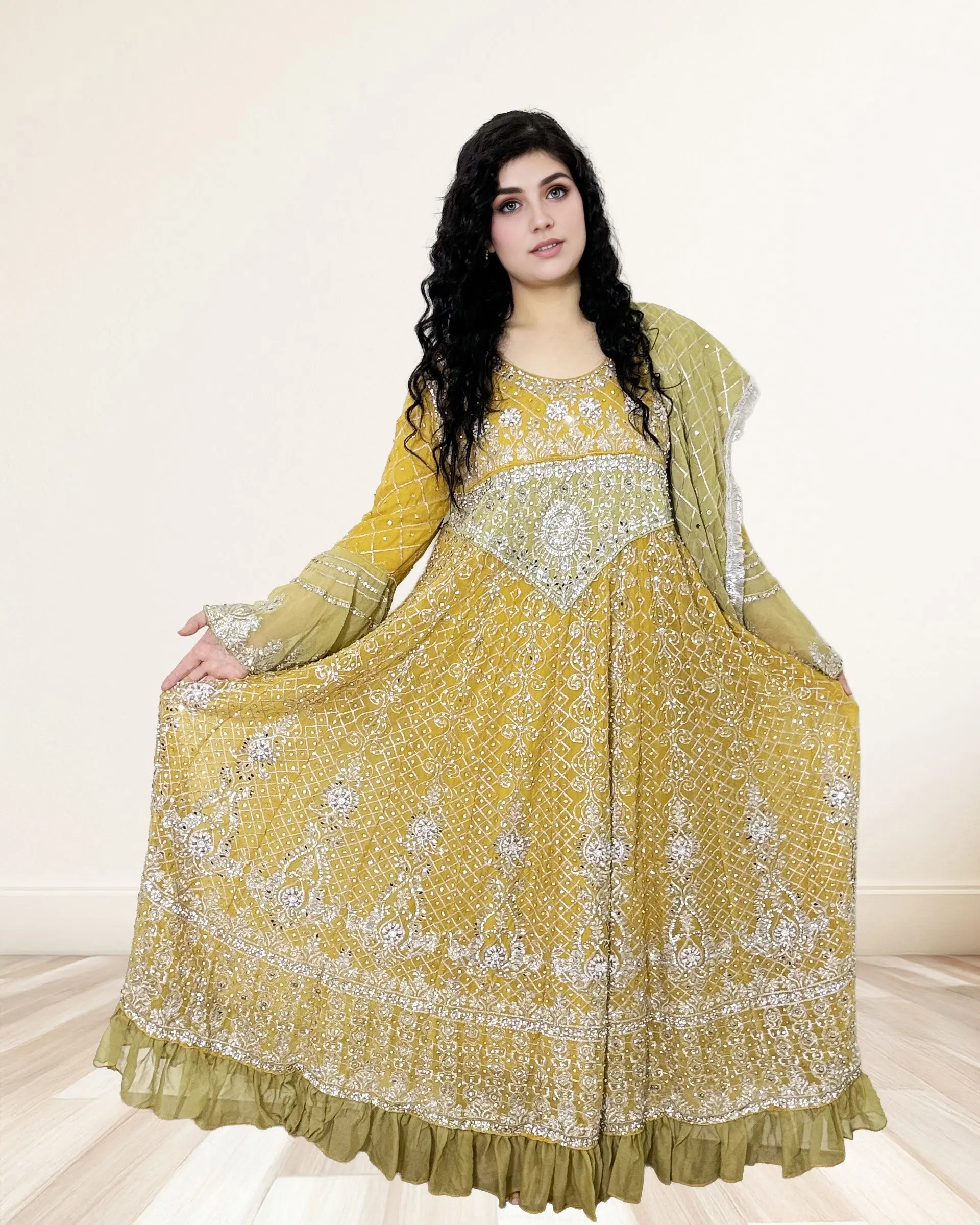 Women's Embroidered Soft Georgette Anarkali Dress, Wedding Clothes with Dupatta and Skirt, Formal, Fabric
