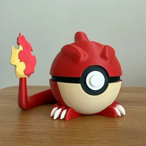 #0005 Charmeleon Ball - Made to Order, 3D Printed Pokeball Figure, High-Quality PLA