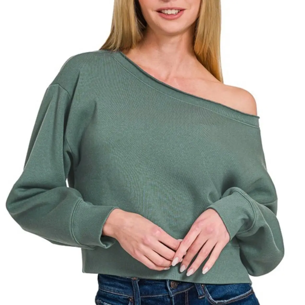 Zenana Scuba Cropped Boat Neck Pullover Sweatshirt for Women - Womenswear, Hoodie Comfortable