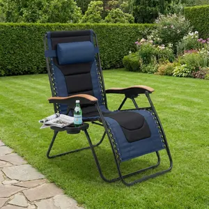 Viral Trending Oversized Padded Zero Gravity Chair | 30" Extra Wide Seat Anti-Gravity Lounger for Big & Tall, Foldable Patio Recliner with Side Cup Holder, Supports 400 LBS for Indoor Outdoor Camping Backyard Porch