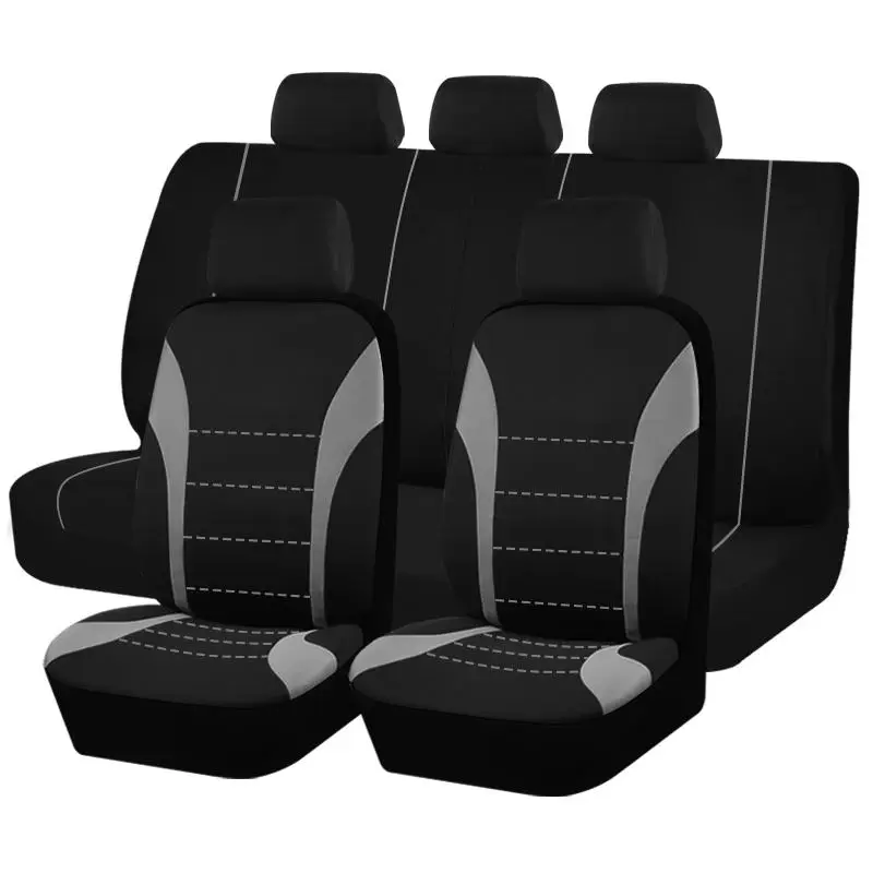 Car Seat Covers, 9 Counts/set Modern Design Seat Cover Set with 2 Front & 2 Back Seat Cover & 5 Headrest Pillow Covers, Decorative Accessories for Car