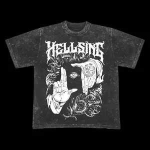 Hellsing Shirt, Alucard WashedGrafx Oversized Tshirt, Vintage Anime Graphic Tee, Acid Wash Streetwear, Cromwell Restriction Seal Eye Hand Sign Top, Heavyweight Cotton Harajuku Apparel, Unisex Tee