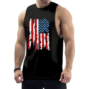 Women's Comfy Cotton Sleeveless Gym Tank Tee - Breathable Fabric, Graphic American Flag Design, Day Clothes, Casual Stylish Workout Shirt