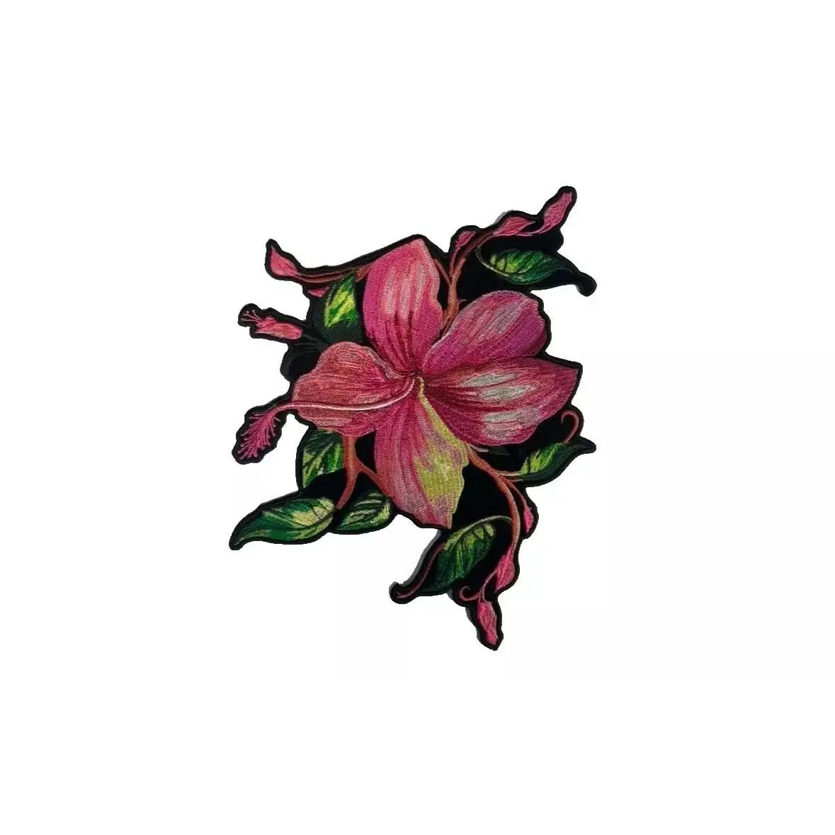 Pink Flower Large Patch for Women Iron on or Sew On 9 Inch Embroidered Patch for Bikers