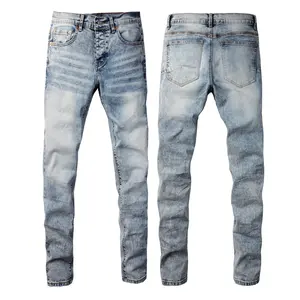 Brand jeans, men's jeans, casual and comfortable ripped stylish straight-leg skinny jeans, ripped stretch jeans