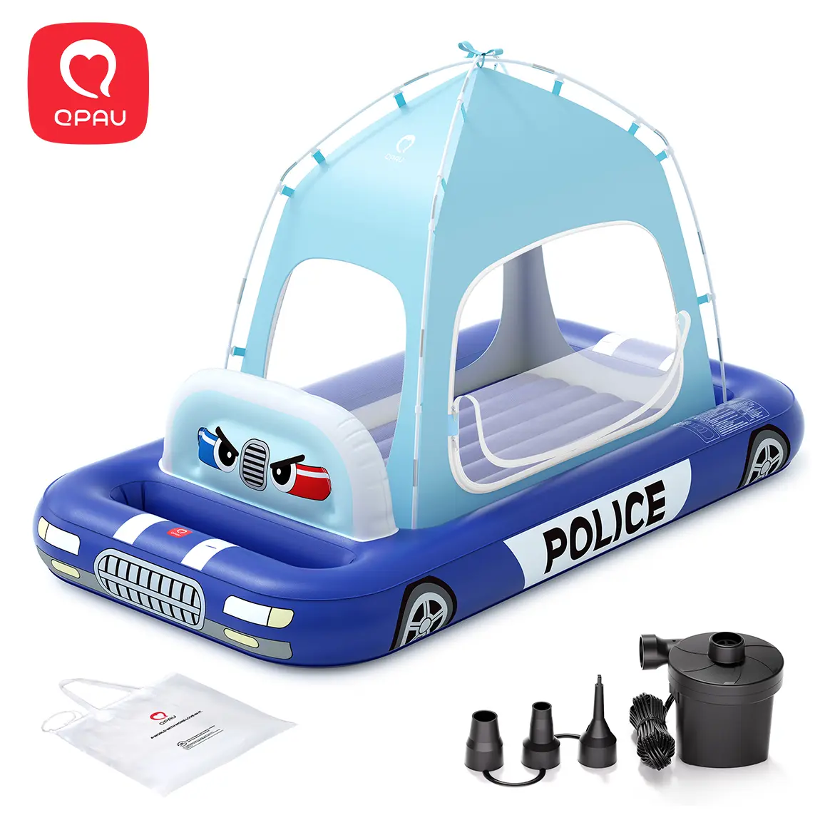 QPAU Inflatable Car Tent Bed for Toddlers Ages 3+, Blow Up Mattress with Sides, Indoor/Outdoor Play & Sleep, Quick Pump, Carry Bag homeessentials, back to school