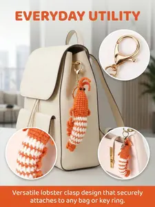 Handmade Crochet Lobster Bag Charm, Cute Keychain Pendant for Tote Bags, Wallets, Backpacks, Stylish Backpack Charm, Kawaii Handmade Lobster Accessories Gift, Fashion Bag Charms
