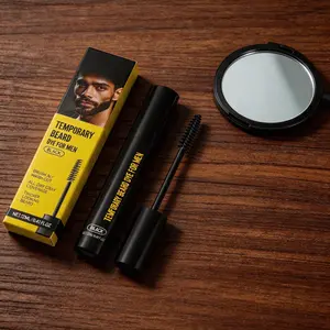 Men's Beard and Eyebrow Dye for Facial Hair, Long-Lasting Natural Black Color Cream, Quick 5-Minute Hydrating Formula, Hydrate