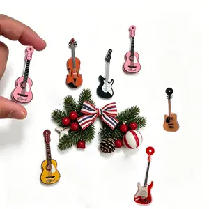 6pcs Guitar-Shaped Fridge Magnets Compatible for Acoustic/Guitar Magnets - Hold, Decorative Oval Acrylic Magnetics Suitable for Fridge, Bulletin Board, Decor (Ideal for Musicians)