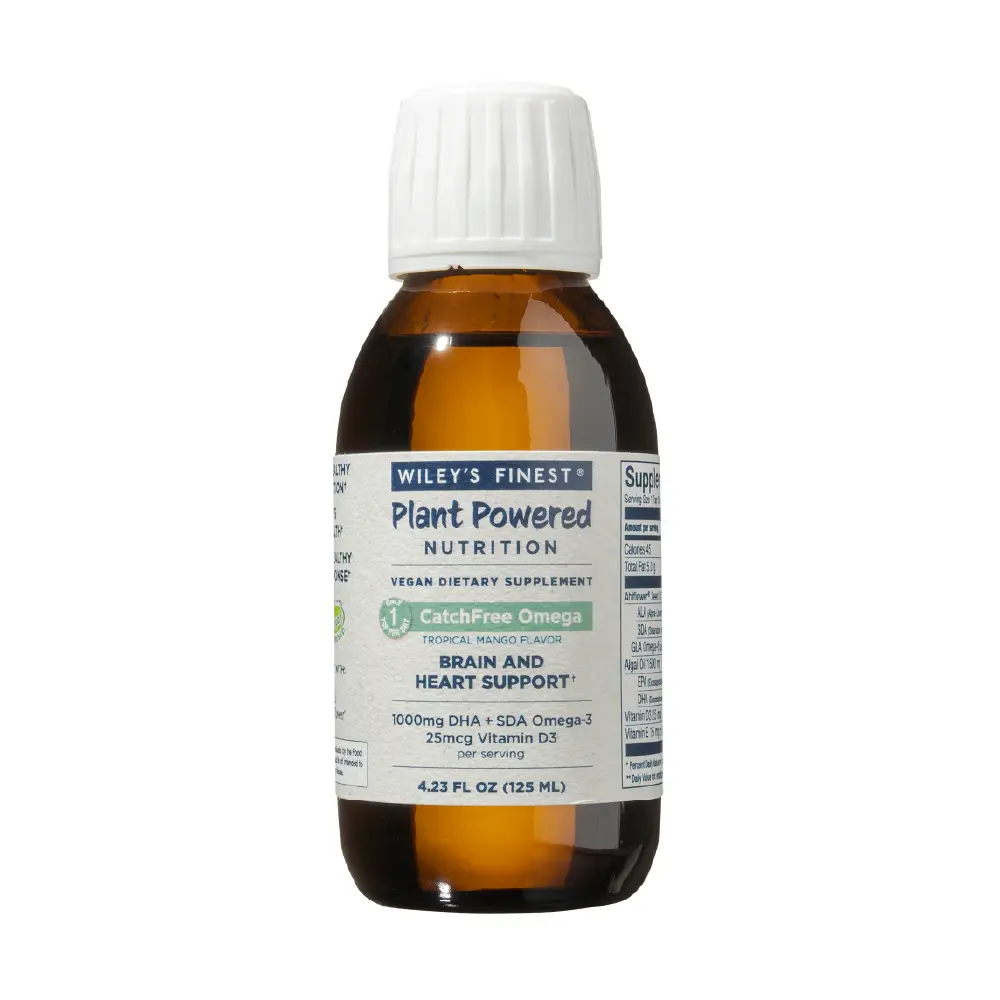 Wiley’s Finest CatchFree Omega - Vegan, Non-GMO Fish Oil Alternative - Full Spectrum Omega-3 Liquid Supplement with Organic Plant-Based Algae Oil - 60 Softgels (60 Servings) Essential