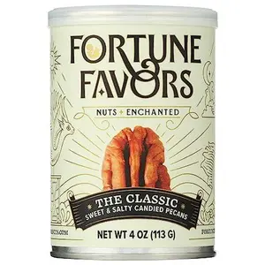 Fortune Favors Candied Pecans, Sweet and Salty Snack, Hand Crafted in Small Batches, USA-Grown (4oz, Classic)