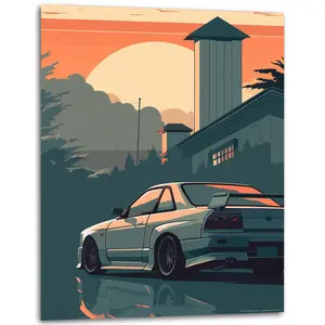 “Iconic Wheels” - Abstract Skyline 25GT - Car Poster for Boyfriend - Car Poster for Room - Cool Classic Poster - (Unframed) - 11x14 Inches