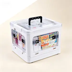 Portable Medicine Cabinet with Lock, Large Capacity Medical Storage Box, Clear First Aid Organizer with Removable Tray, Rolling Plastic Supply Chest with Wheels and Handles