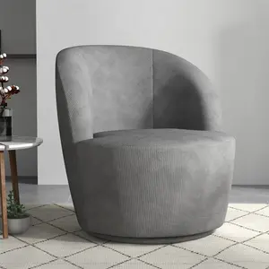 [Springtok Deal]]Ebello 25.8" Wide Swivel Armchair with Fabric Upholstery, Metal Base and 360-Degree Swivel, Grey