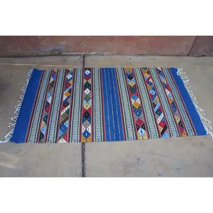 Diamantes Azules Accent Rug  | Organic Natural Dyes | Zapotec rug