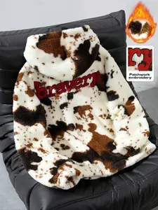 Unisex Street Style Vintage Cowhide Fleece Camo Thick Warm Fitted Coat, Trendy Retro, Y2K Fashion, Couple Matching, Men's Gift