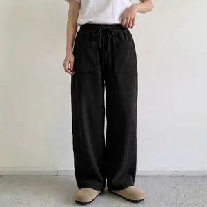 INCERUN Spring/Summer Men's Corduroy Trousers - Oversize Wide Leg Pants with Chunky Baggy Elastic Waist for Casual Winter Wear - Oversized, Fabric, Menswear