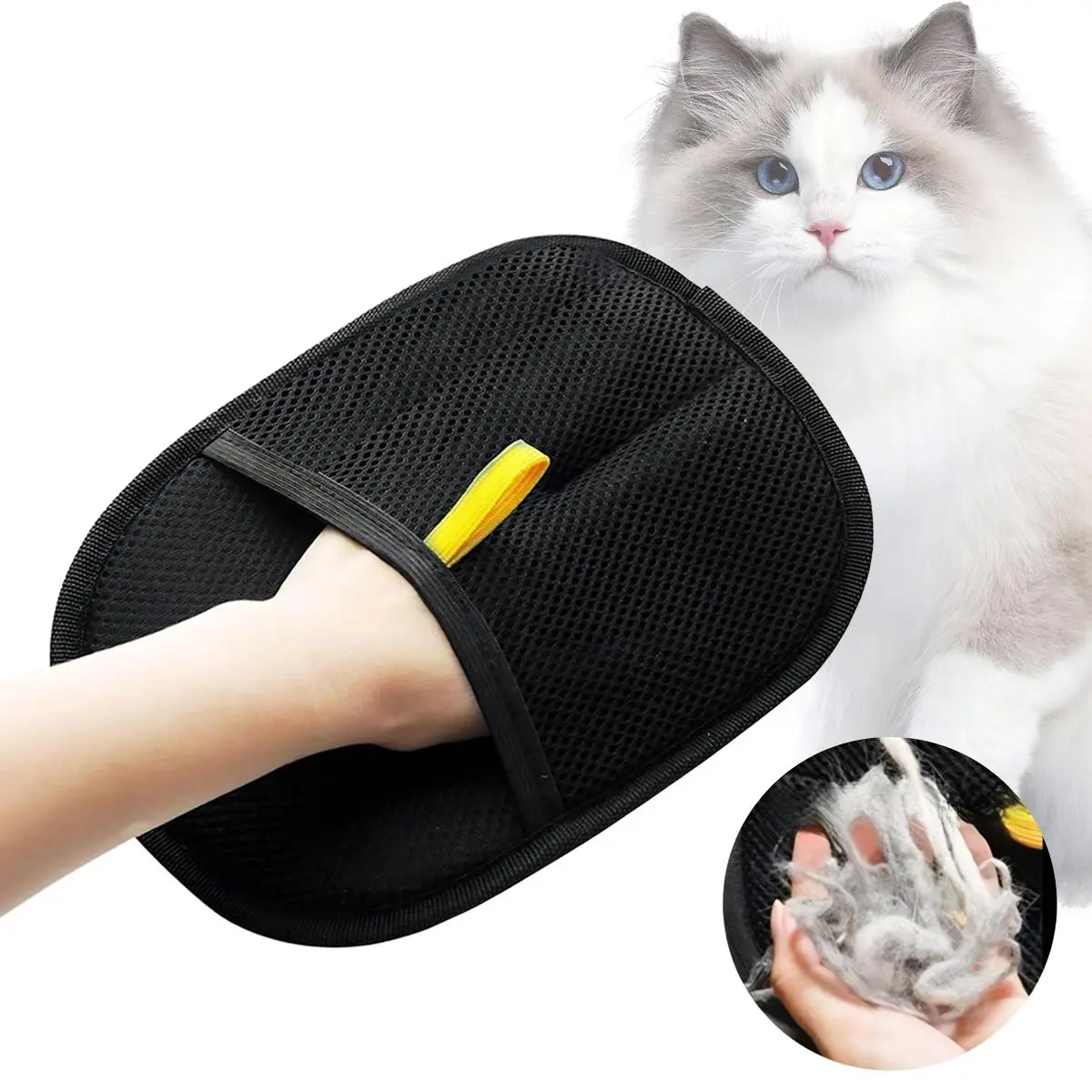 Reusable Pet Electrostatic Deshedding Tool Gloves (1PC/2PC) - Gentle Silicone, Mesh Fabric Design for Efficient Clean, Dog & Cat Bathtime Hair Removal, Carpet & Clothing Grooming
